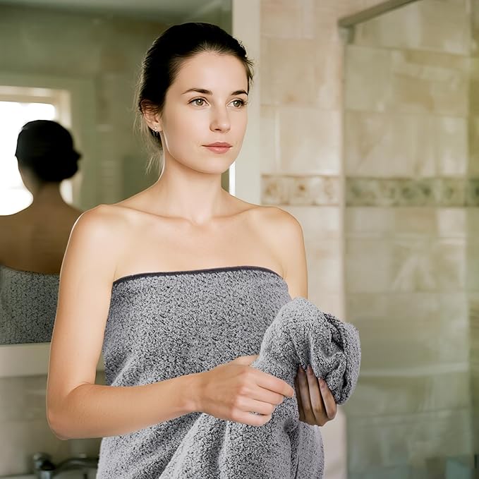 Everplush Diamond Collection Extra Large Bath Sheet Towel – 1 PK, Super Soft & Highly Absorbent, Quick-Drying & Oversized, Perfect for Bathroom, Pool, Swimming Use (Grey, 35" x 66" 1PK)
