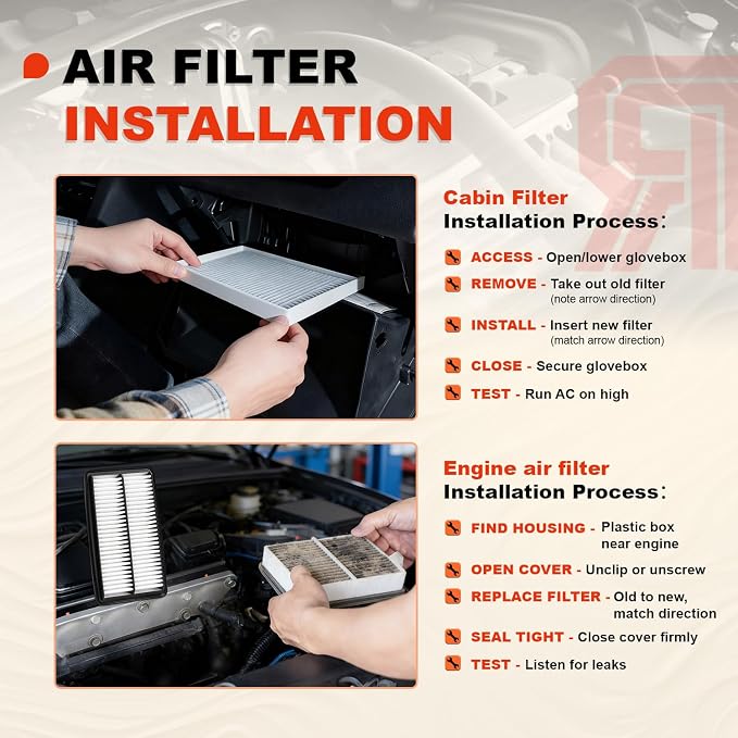 Engine & Upgrade Cabin Air Filter Kit Compatible - Image 5