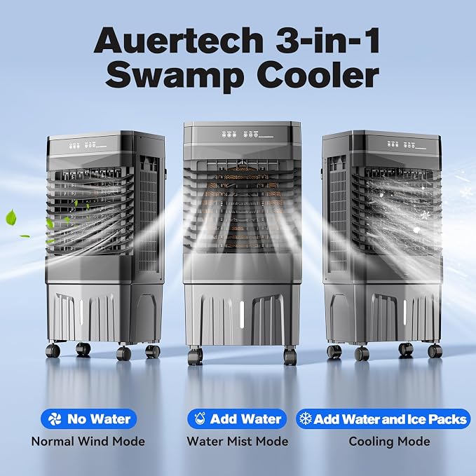 Auertech 8.2 Gal Swamp Cooler, 2800 CFM Windowless Portable Air Conditioner - Image 4