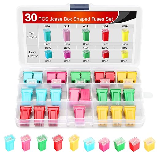 Nilight 30pcs Jcase Car Fuse Assortment Kit Low Tall STD Profile Box Shaped by Nilight