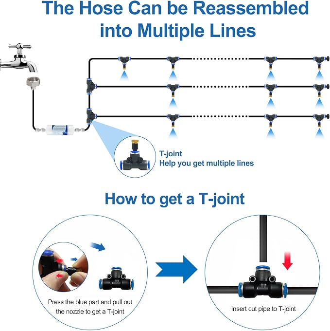 Pre-Assembled Misters for Outside Patio, Outdoor Misting Cooling System w Filter - Image 5