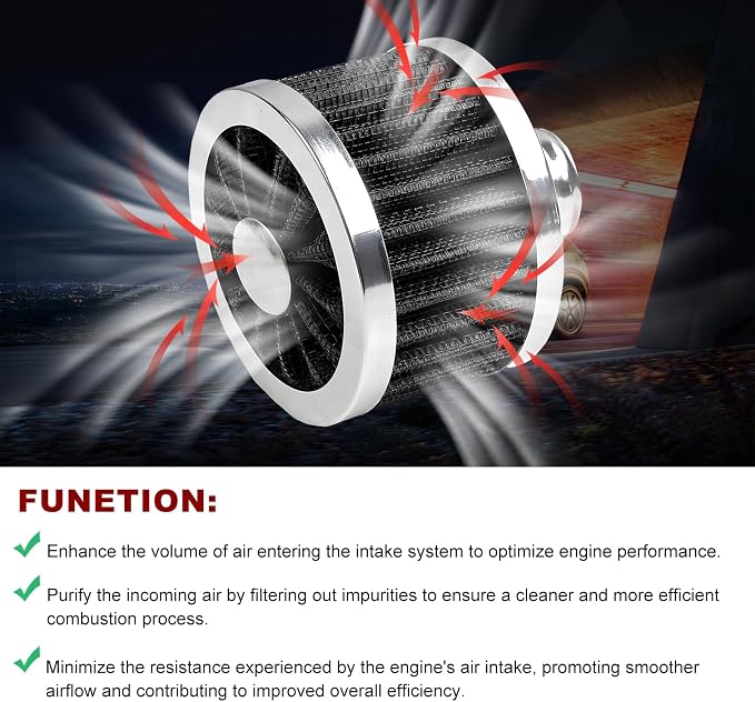 Air Intake Filter, 23MM High Flow Air Filter Cold Breather Turbo Vent Cleaner - Image 3