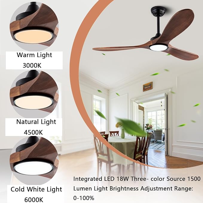 QUTWOB 52" Wood Ceiling Fans - Image 6