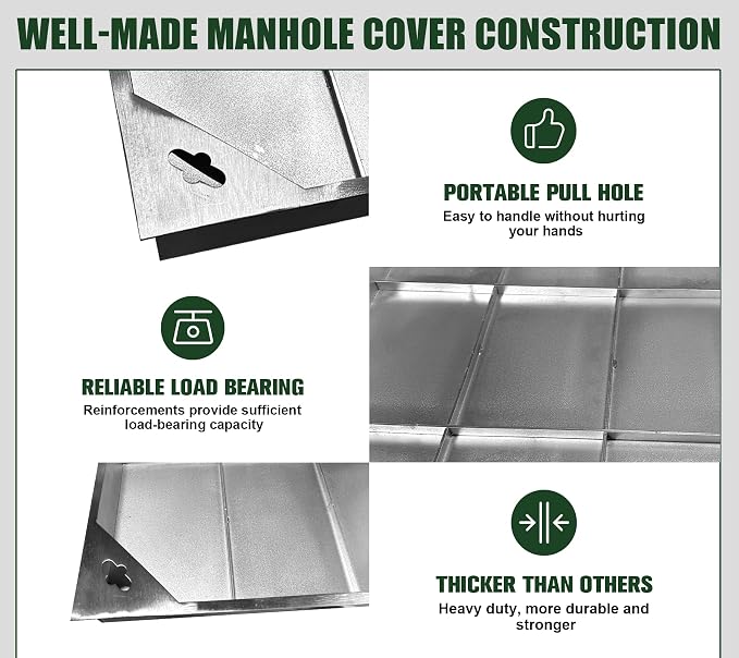 32x32in Multi-Part Invisible Manhole Cover All Stainless Steel Square Metal - Image 6