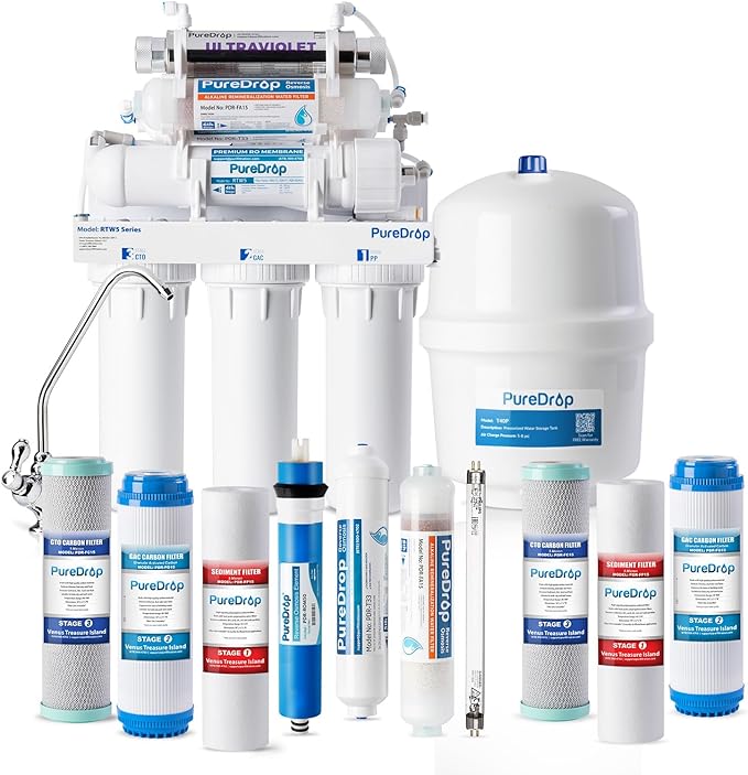 RTW5AK-UV SGS-Tested Reverse Osmosis Water Filter System by PureDrop