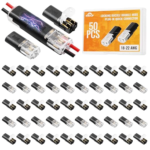 50Pcs D2 Quick Connect Wire Connectors – Optional Stripping Double Wire Plug in by Unknown