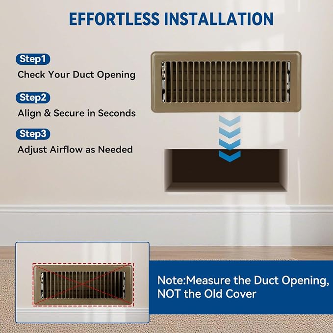 4" x 10" Floor Register Vent Covers 4-Pack, Walkable Powder-Coated Metal Vent - Image 7