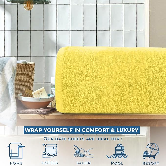 DAN RIVER Pack of 1 Bath Sheet 40x80 Inches, Large Bath Towels Oversized for Adults, Soft and Absorbent Hotel Towels - Yellow