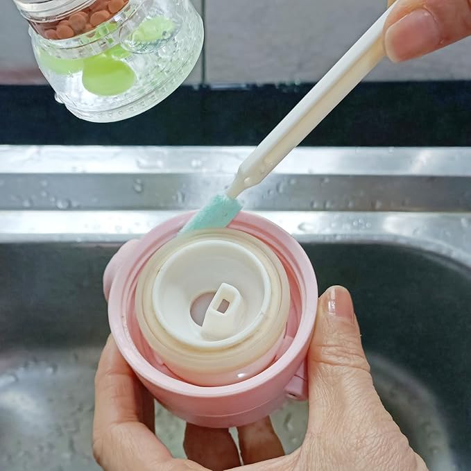 NewFeru Bottle Cap Brush Mini with Little Flat Detail Scrubbers, Tiny Crevice Split Crack Cleaner for Cleaning Groove Gap Corner of Lids, Window Door Tracks, Grout, Small Parts, and Keyboard (6)