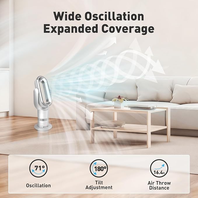 QG660 Bladeless Tower Fan and Heater Combo, 71° Oscillation & 180° Tilt - Image 3