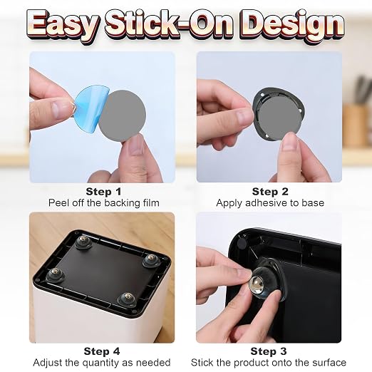 Black Stainless Steel Self Adhesive Caster Wheels – 4 Pack Large Profile Swivel - Image 7