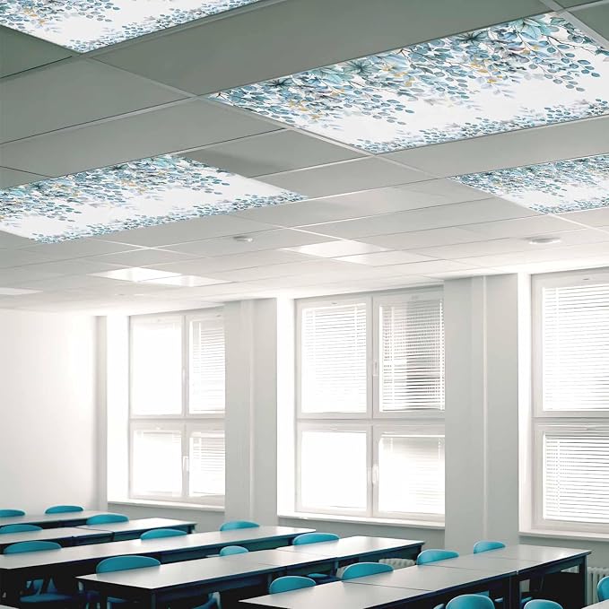 2 Pack Fluorescent Light Cover for Classroom Ceiling Light, Teal Blue - Image 2