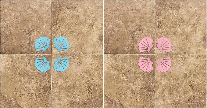 12 Pcs Bathtub Stickers Non Slip, Shell Shaped Tubs Safety Shower Treads, Adhesive Sticker for Bathroom Bathtub, Shower Floor,Blue (Blue and Pink)