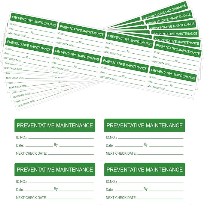 180 Pcs Self-Laminating Preventative Maintenance Stickers 1 x 2 Inch Waterproof by Well+Tile