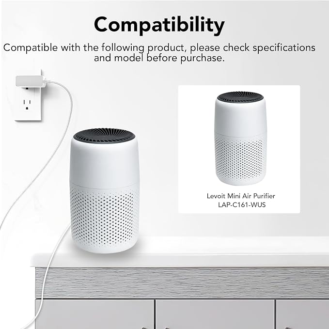12V Charger Compatible with Levoit Core Mini Air Purifier LAP-C161-WUS - Image 2