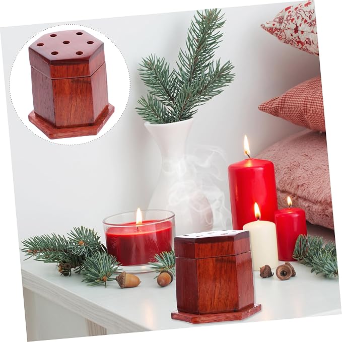 2pcs Hexagonal Wooden Incense Holder Rustic Finish Decorative Burner - Image 7