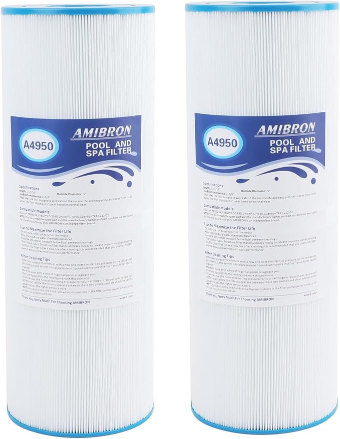 C-4950 Spa Filters, Replaces For Pleatco PRB50-IN, Filbur FC-2390, Compatible by AmiBron