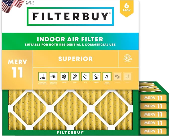 Filterbuy 18x18x1 Air Filter MERV 11 Superior Pet & Allergy Defense, by Filterbuy