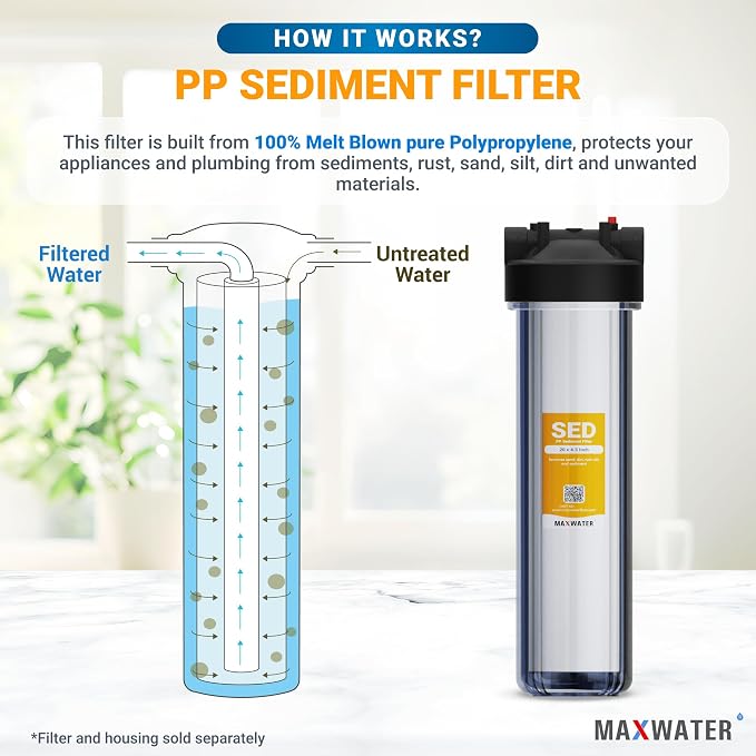 Max Water 1 Micron 20 x 4.5 Sediment Filter 20 inch Whole House BB Water - Image 4
