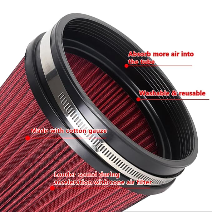 MUGE RACING 6" 152 mm High Flow Inlet Air Filter, Air Intake Cone Filter - Image 2