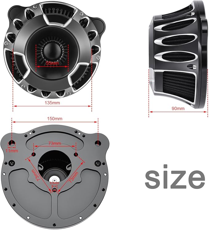 Motorcycle Air Filter Kit CNC Air Cleaner Turbine Intake System Fit - Image 7
