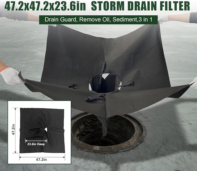 2 Pack PET Storm Drain Filter-47.2x47.2x23.6in Oil & Sediment Guard - Image 2