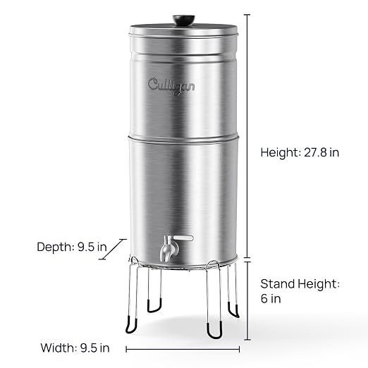 Culligan MaxClear 3 Gallon Gravity Water Filter System, Brushed Stainless-Steel - Image 8