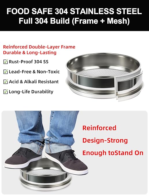 All 304 Stainless Steel 10 Mesh Test Sieve, 8 Inch/20cm Diameter, Lab Sifter & - Image 4