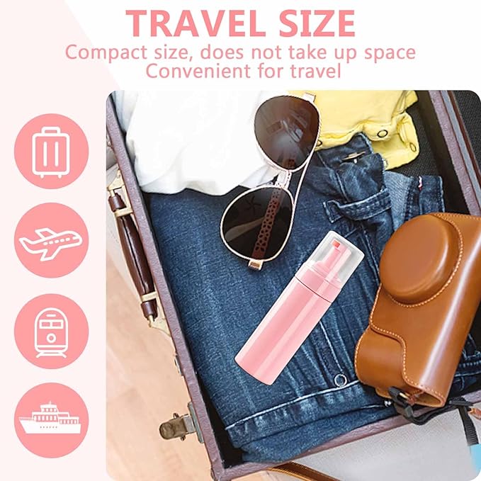 Foam Pump Bottle 5.1oz/150ml Pink Empty Foam Bottle Pump, Travel Foam Bottle for Soap, Shampoo, Cleaning Foam Dispenser Bottle Refillable (6 Pack)