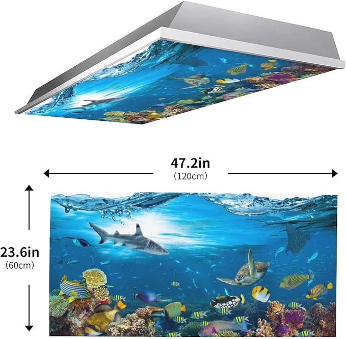2 Pack Fluorescent Light Covers 4 X 2 Feet Underwater Paradise Magnetic Light - Image 3