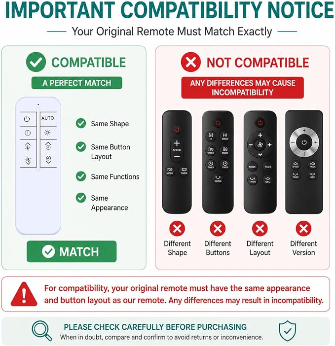 Replacement Remote Control Fit for Shark Air Purifier HP300 HP301 HP302 HP130 - Image 3