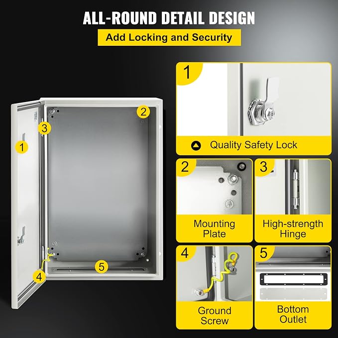 VEVOR NEMA Steel Enclosure, IP66 Waterproof & Dustproof, Outdoor/Indoor - Image 5