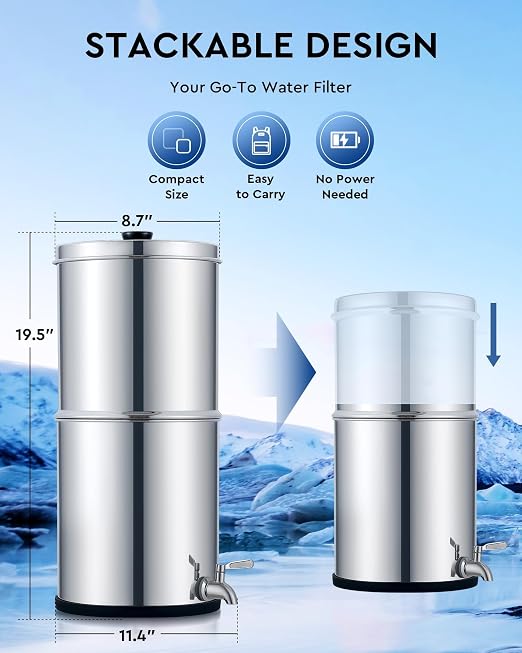 CO-Z Gravity-Fed Water Filter System, 2.25 Gallons Countertop Water Filtration - Image 5