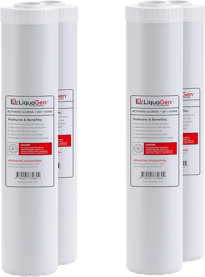 LiquaGen Activated Alumina + Carbon + KDF-55 Replacement Water Filter Cartridge by LiquaGen