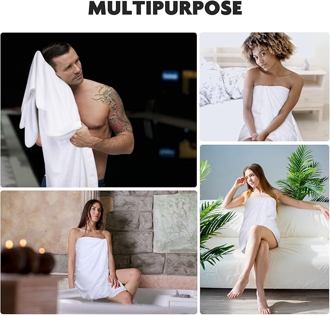 KinHwa Microfiber Bath Towel 30x60inch 2 Pack Extra Large Bathroom Towels,Ultra Absorbent Shower Towel Set,Quick Dry Soft Bath Sheets for Spa, Swimming, Pool- White