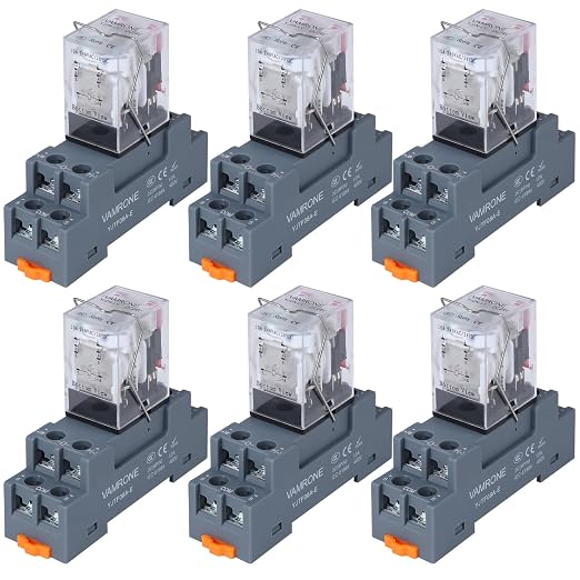 6PCS Electromagnetic Power Relay, 8-Pin 10A 24 DC Relay Coil by VAMRONE
