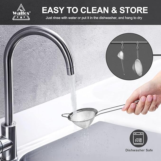 Walfos Fine Mesh Strainer 4PCS, Versatile Kitchen Strainer - Image 8