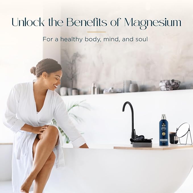 Abundant Natural Health Ocean Magnesium Bath Soak Infused with Lavender Oil to Hydrate, Soothe and Moisturize Skin, Relax and Replenish Muscles, Highly Concentrated Pure Magnesium Salts, 500mL