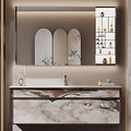 32IN Modern Bathroom Vanity with Sink - Bathroom Vanity with Drawer Organizer, LED Mirror Lights & Defogging Function | Wall - Mounted Vanity with Silver Sink Faucet