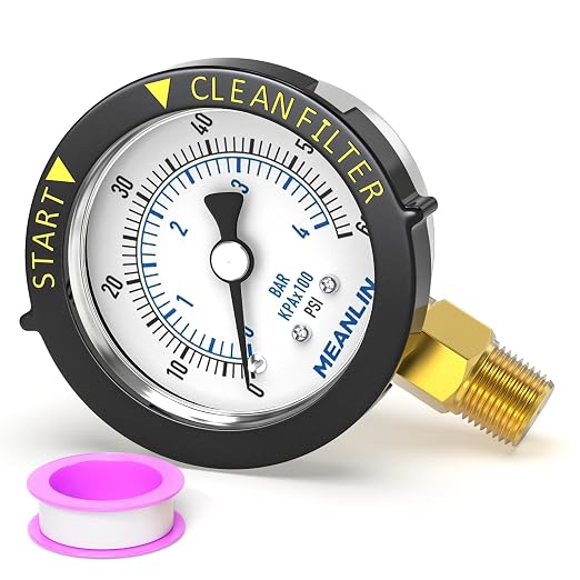 MEANLIN MEASURE 0~60Psi Stainless Steel Start and Clean Filter Pressure Gauge by MEANLINMEASURE