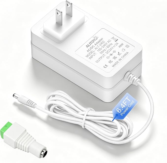 ALITOVE 24V DC Power Supply White 2A AC Adapter 100-240V to 24 Volt Transformer by ALITOVE