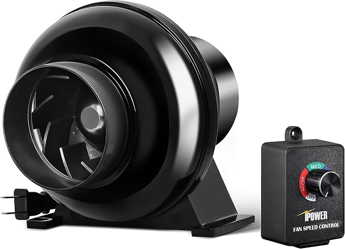 iPower 4 Inch 195 CFM Exhaust Inline Duct Vent Booster Blower by iPower
