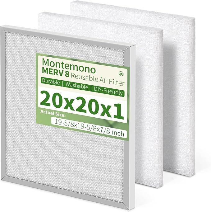 20x20x1 Reusable Air Filter MERV 8 Washable Furnace & AC Filter by Montemono