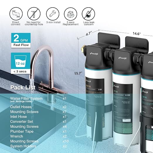 Frizzlife TW10 Under Sink Water Filter System, NSF/ANSI 53&42 Certified Elements - Image 5