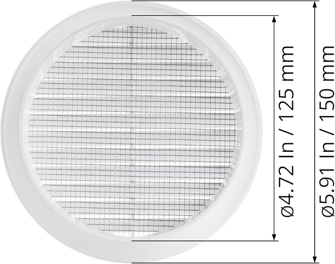 White 5" Inch Round Ventilation Grille - Image 5
