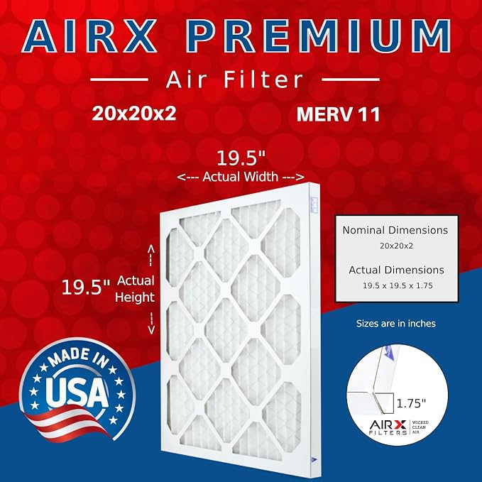 AIRX FILTERS WICKED CLEAN AIR. 20x20x2 Air Filter MERV 11 Electrostatic Pleated - Image 2