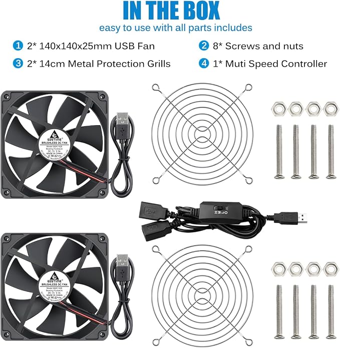 GDSTIME Dual 140mm USB Fan - Image 7