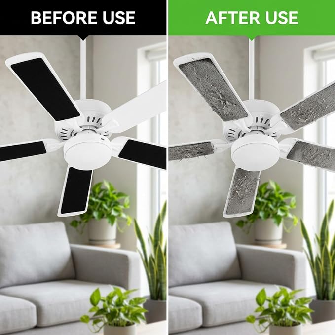GOOGO Ceiling Fan Filters for Blades, 10 Pack Reusable Fan Blade Air Filter Pads - Image 4