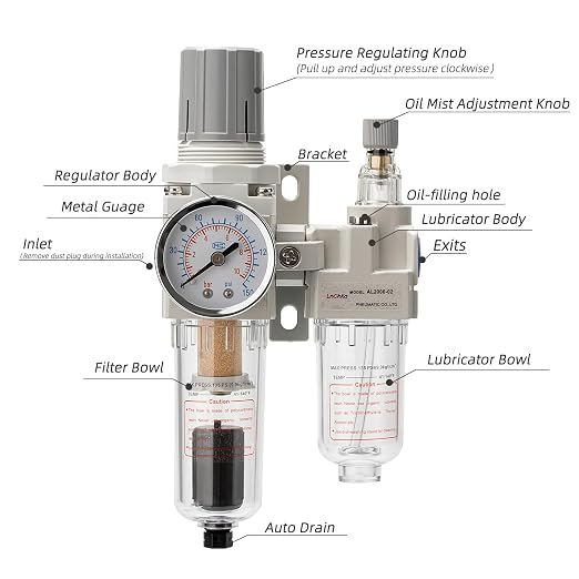 Air Pressure Regulator with Pressure Gauge, Water Separator - Image 2