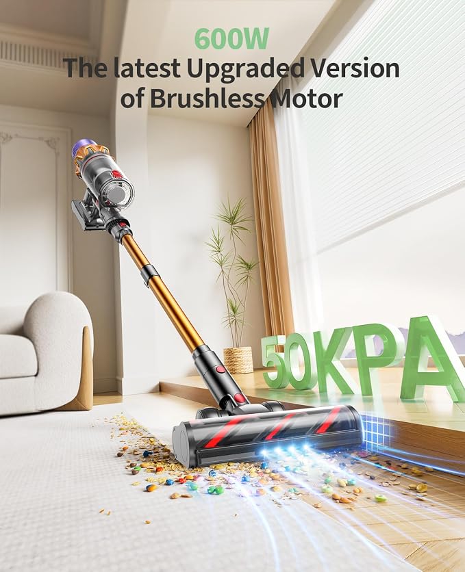 SunSare X7A Cordless Vacuum Cleaner, Upgraded 550W/45Kpa Cordless Stick Vacuum - Image 2